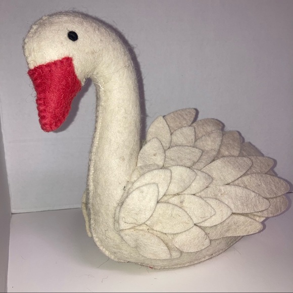 Felt Wool Swan Beige And Orange. Weighted Door Stop Arcadia Home India - Picture 3 of 9
